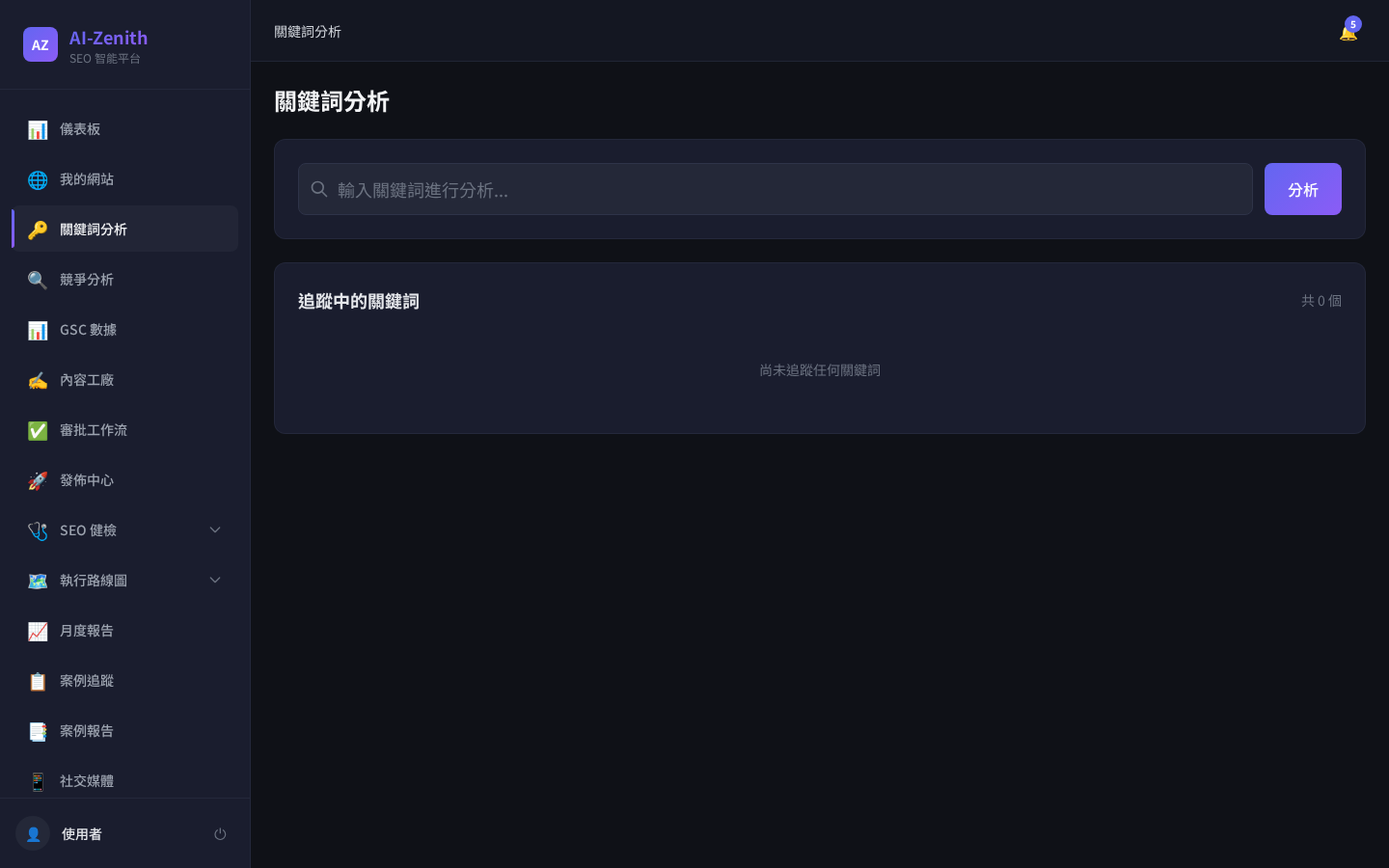AI-Zenith 關鍵詞分析