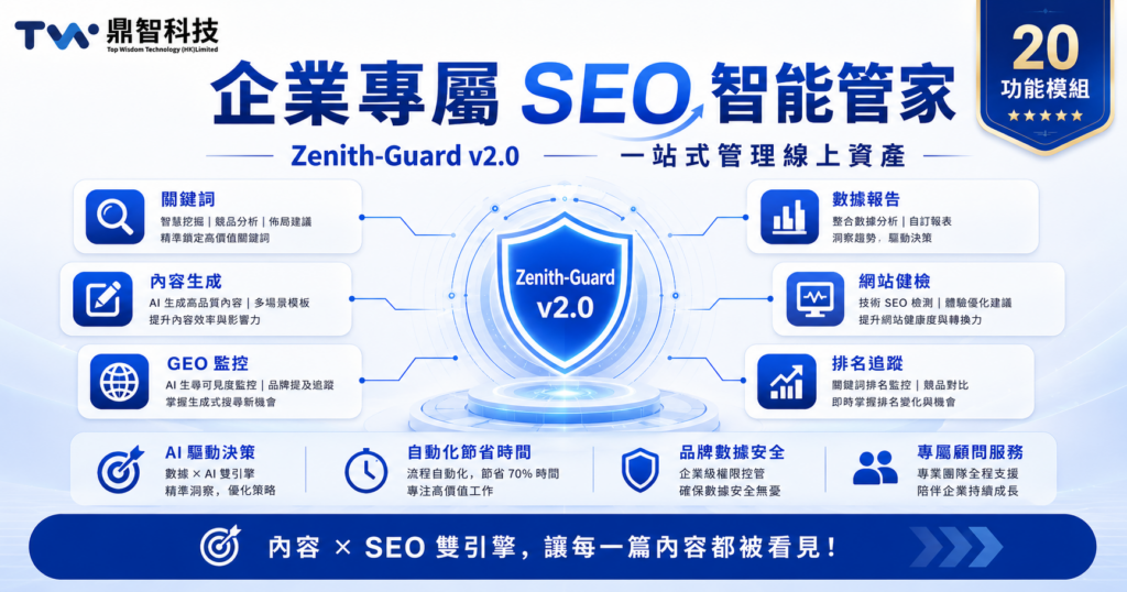 企業專屬 SEO 智能管家｜Zenith-Guard v2.0｜一站式 SEO 診斷