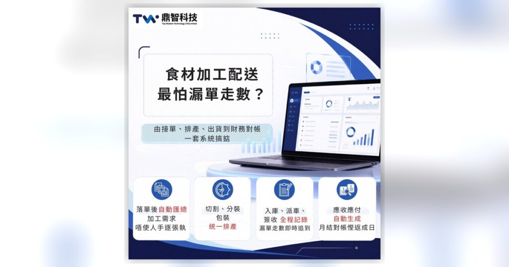 食材加工廠接單到出貨一個系統搞掂｜食材批發ERP全流程